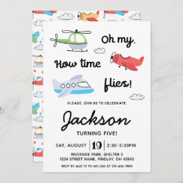 Invitación Tiempo vuela Avión Helicóptero Cumpleaños Cualquie