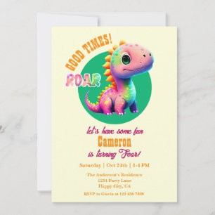 Invitación Tiempos buenos ruidosos Dinosaurio cuarto fiesta d