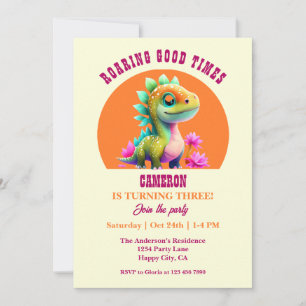 Invitación Tiempos buenos ruidosos Dinosaurio tercer fiesta d
