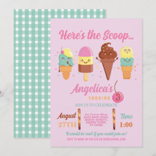 Invitación Tienda de Cucharadas de Helado Chicas Lindas Lolly