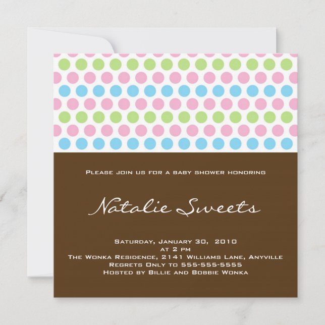 Invitación Tienda de dulces 5x5 (Anverso)