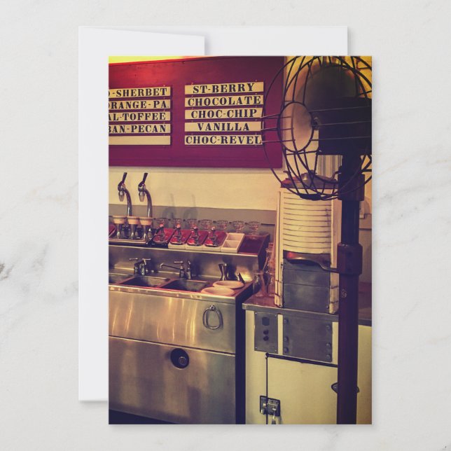 Invitación Tienda de helados de época (Anverso)