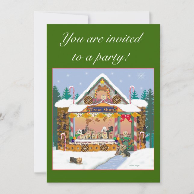 Invitación Tienda de Navidades de Yorkshire Terrier invita (Anverso)