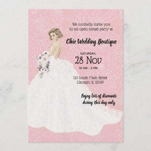 Invitación Tienda de novias casa abierta elegir color de fond