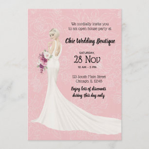 Invitación Tienda de novias casa abierta elegir color de fond