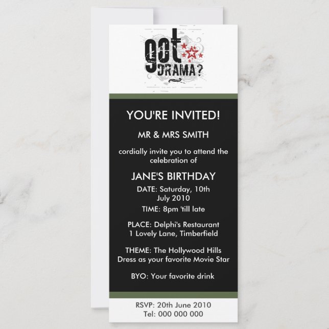 Invitación ¿Tienes drama? (Anverso)