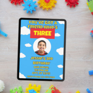 Invitación Tienes un amigo que tiene 3 años, imagen de cumple