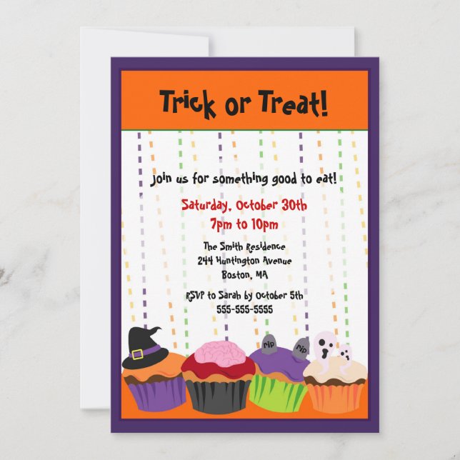 Invitación Tierna tarta de Halloween (Anverso)