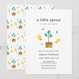 Invitación Tierno Jardín de Brote de Bebé Duende
