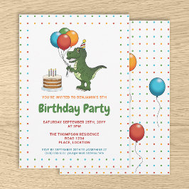 Invitación Tiernos globos de cumpleaños coloridos de Tyrannos