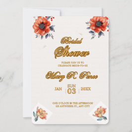 Invitación Tierra Boda Floral Acuarela Bridal Shower 