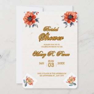 Invitación Tierra Boda Floral Acuarela Bridal Shower