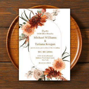 Invitación Tierra Bohemia Terracota y Floral Otoñal de Boda d