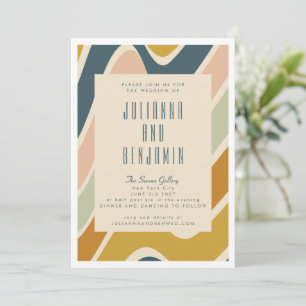 Invitación Tierra Boho Abstracto Ondulado Remolino Pastel Bod