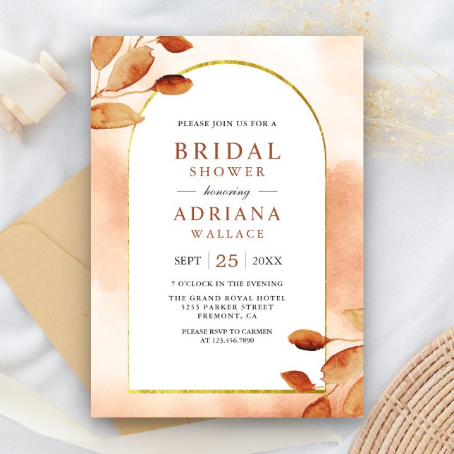 Invitación Tierra Boho Arco de Hojas de Terracota Despedida d (Subido por el creador)