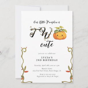 Invitación Tierra de calabaza sonriente lindo segundo cumplea