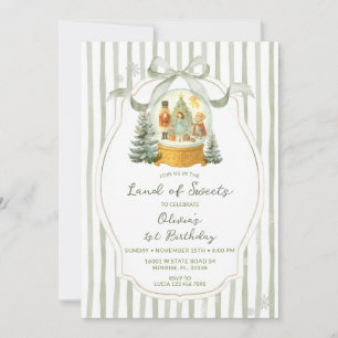 Invitación Tierra de Dulces Cascanueces Verde Cumpleaños de I