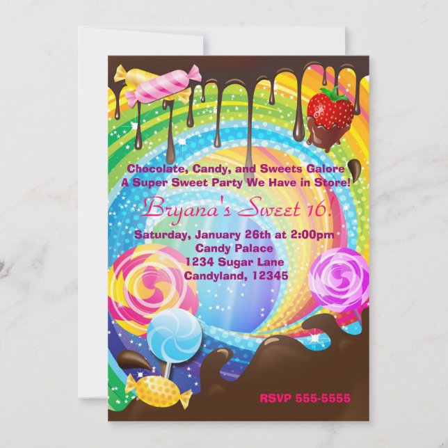 Invitación Tierra de Ensueño Adolescente de Chocolate Dulce I (Anverso)