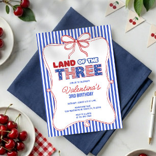 Invitación Tierra de las Tres Chicas Patrióticas Americanas C