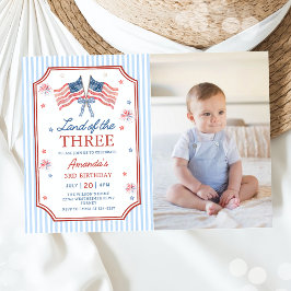 Invitación Tierra de los Tres 4 de Julio Patriótico Cumpleaño