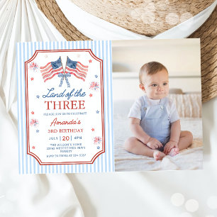 Invitación Tierra de los Tres 4 de Julio Patriótico Cumpleaño