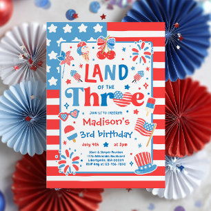 Invitación Tierra del 4 de Julio de los Tres Cumpleaños 3