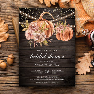 Invitación Tierra Floral Madera Boho Calabaza Despedida de So