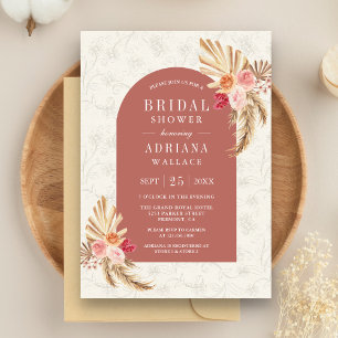 Invitación Tierra Floral Pampas Canela Rosa Lluvia de Novia