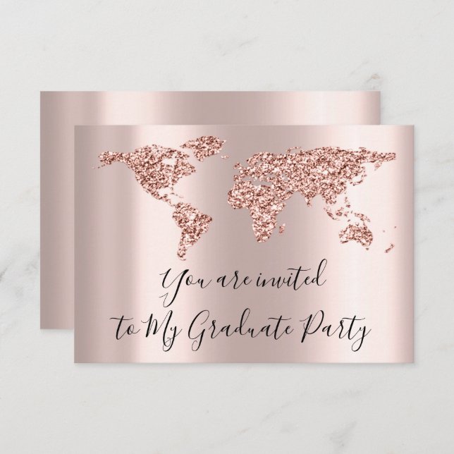 Invitación Tierra Globe World Map Graduado We Move New Home (Anverso / Reverso)