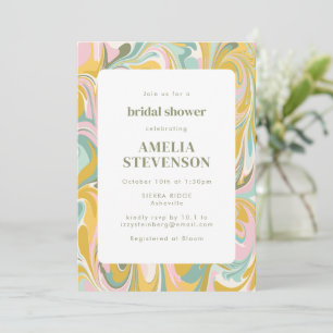Invitación Tierra moderna Pastel Resumen Ducha Marble Bridal