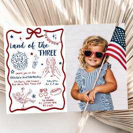 Invitación Tierra Patriótica de las Tres Fotos de Cumpleaños