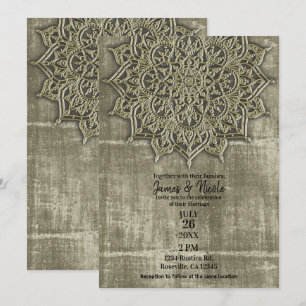 Invitación Tierra Rústica Tan Mandala Boda Mínima