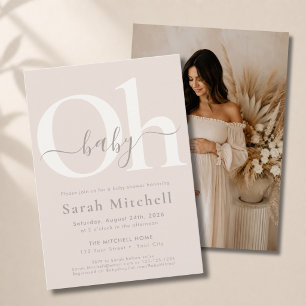 Invitación Tierra Taupe Boho Neutral Oh Bebé Shower Foto