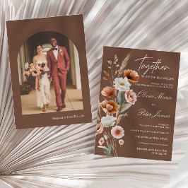 Invitación Tierra Terracota Bohemio Boda Acuarela