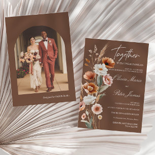 Invitación Tierra Terracota Bohemio Boda Acuarela