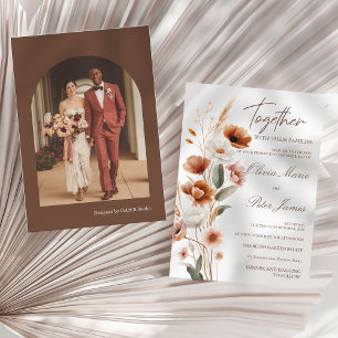 Invitación Tierra Terracota Bohemio Boda Acuarela