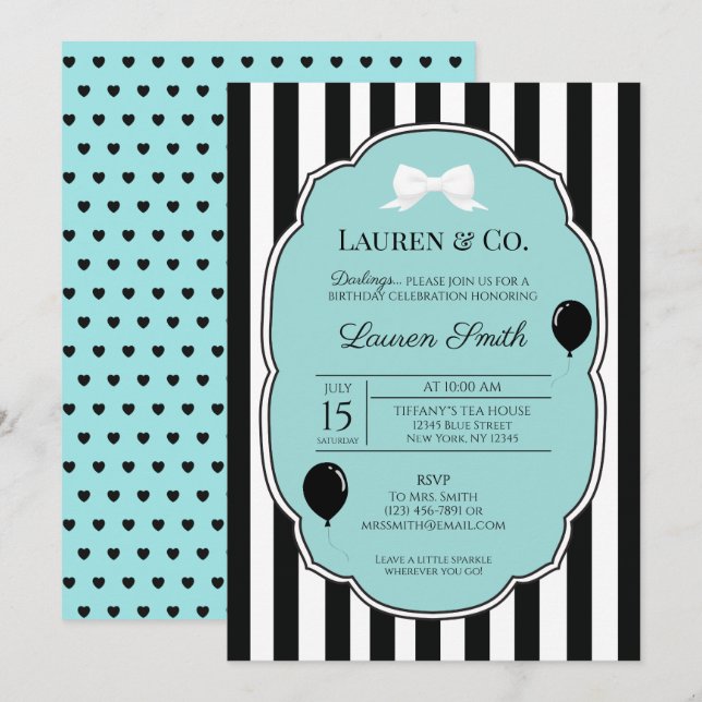 Invitación Tiffany and Co Birthday Heart Invitation (Anverso / Reverso)