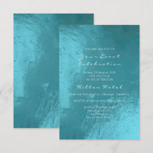 Invitación Tiffany Metálico Mínimo Glass Blue Aqua