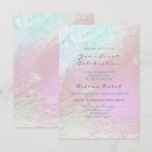 Invitación Tiffany metalúrgica Pearly Pink Purple Pastel Glas