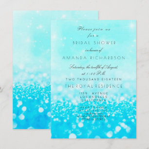 Invitación Tiffany Ocean Blue Aqua Purpurina Bridal Shower