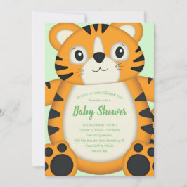 Invitación Tiger Baby Shower Green
