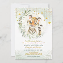 Tiger Cub Greenery Moon Twinkle Stars Baby Shower