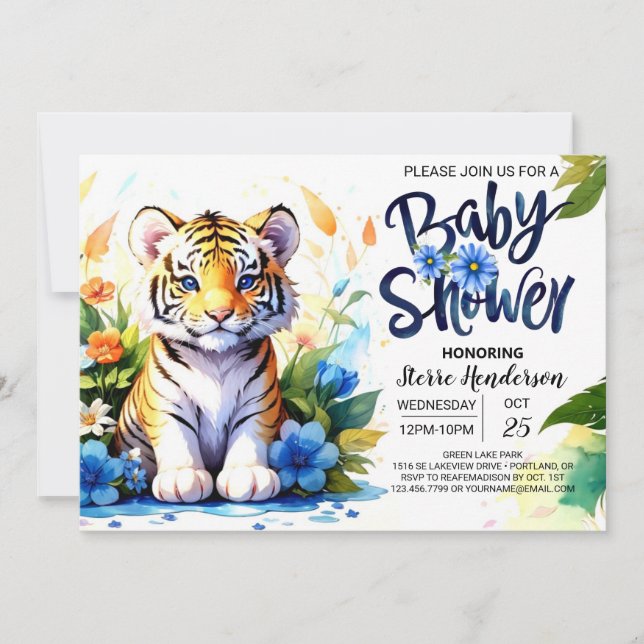 Invitación Tiger Cub Serenade Jungle Baby Shower (Anverso)