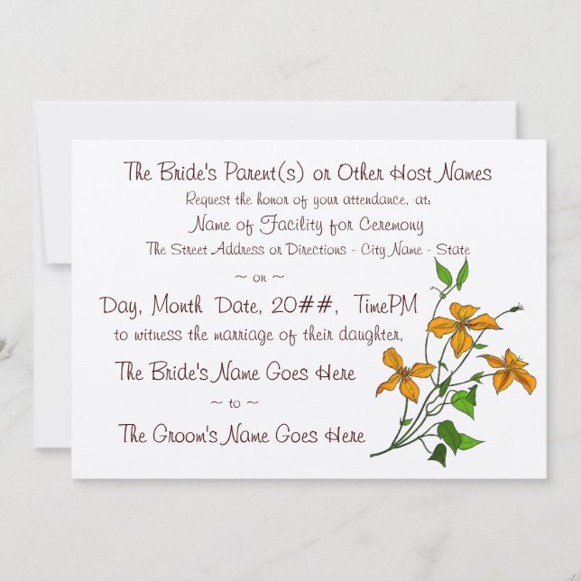 Invitación Tiger Lilies (Invitación a la boda) (Anverso)