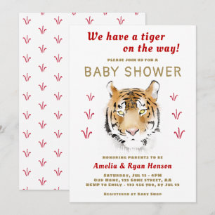 Invitación Tigre Bebé Acuarela 2022 Baby Shower