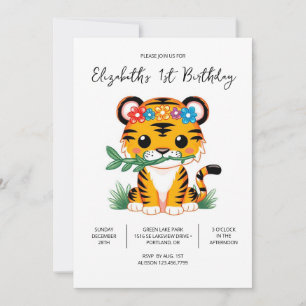 Invitación Tigre caprichoso 1er cumpleaños digital