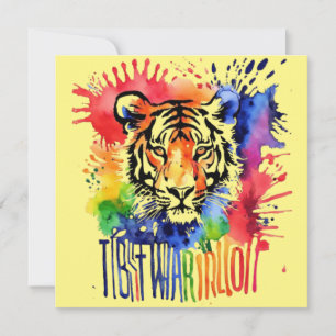Invitación Tigre colorido divertido acuarela