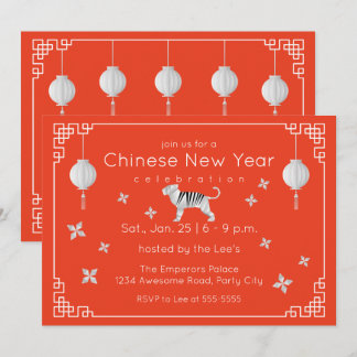 Invitación Tigre de año nuevo chino, naranja