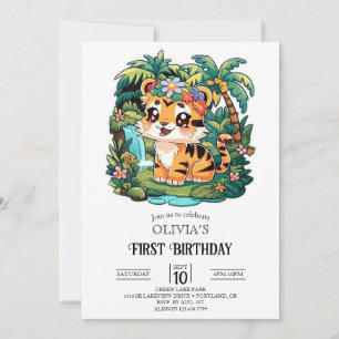 Invitación Tigre encantado 1er cumpleaños digital