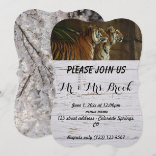 Invitación Tigre, gato, estribos de animales, patrón de desti